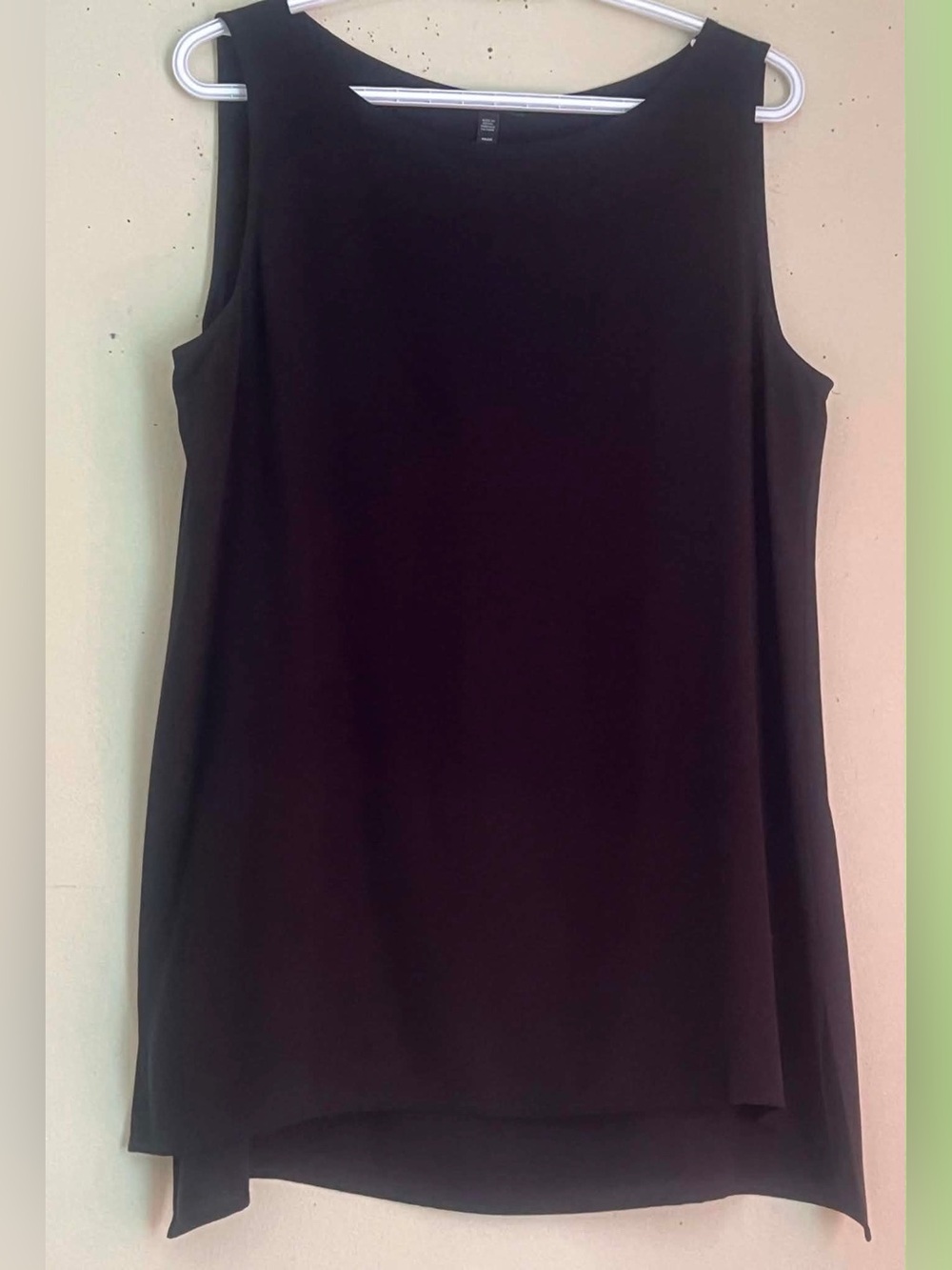 Eileen Fisher Black Sleeveless Crewneck Silk Top